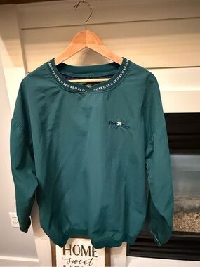 Vintage Teal Crewneck Pullover Rain Bird  w/Embroidered Logo size Large